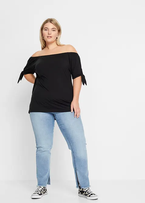 Off shoulder-topp med knyting, bonprix