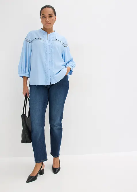 Bluse av brodert bomull, bonprix