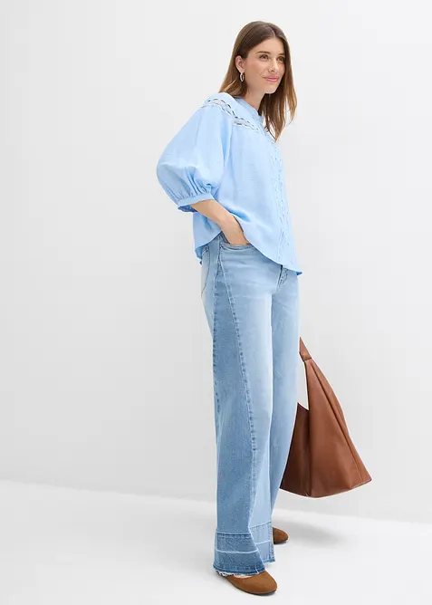 Bluse av brodert bomull, bonprix