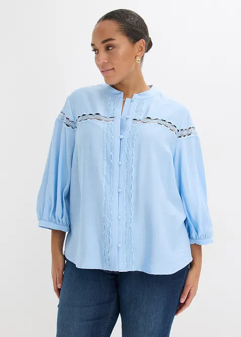 Bluse av brodert bomull, bonprix