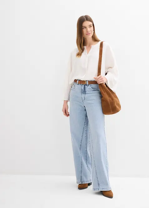 Bomullsbluse med vide ermer, bonprix