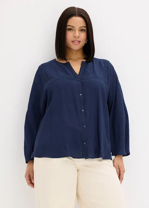 Bomullsbluse med vide ermer, bonprix