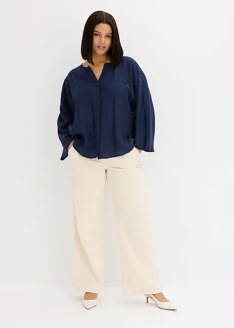 Bomullsbluse med vide ermer, bonprix