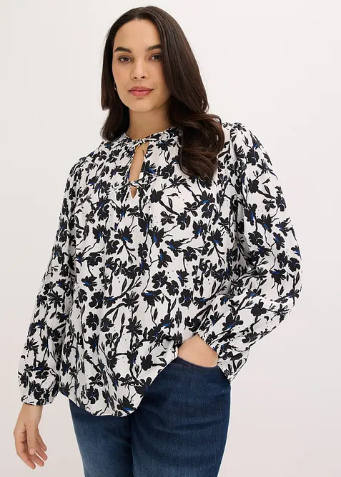 Bluse i krinklet strukturmateriale, bonprix