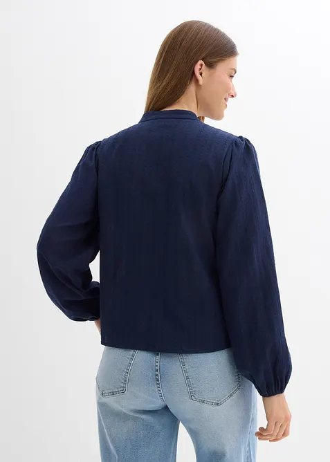 Bomullsbluse med broderier, bonprix