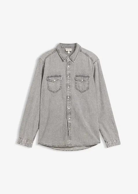 Langermet denimskjorte i 100% &oslash;kologisk bomull, bonprix