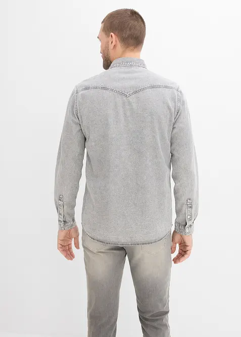 Langermet denimskjorte i 100% &oslash;kologisk bomull, bonprix