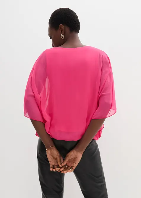 Chiffonbluse med f&ocirc;r, bonprix