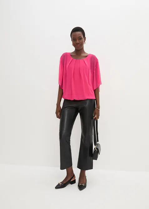 Chiffonbluse med f&ocirc;r, bonprix