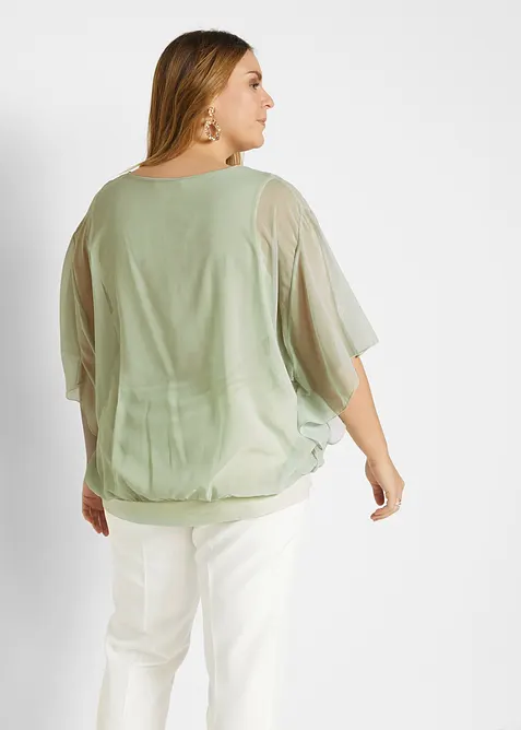 Chiffonbluse med f&ocirc;r, bonprix