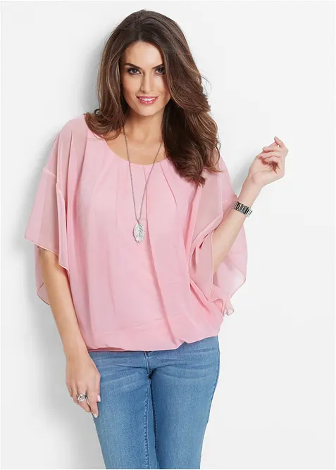 Chiffonbluse med f&ocirc;r, bonprix