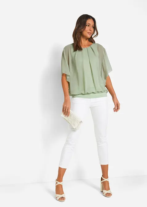 Chiffonbluse med f&ocirc;r, bonprix