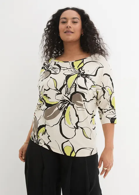 Topp med flaggermusermer og blomsterm&oslash;nster, bonprix