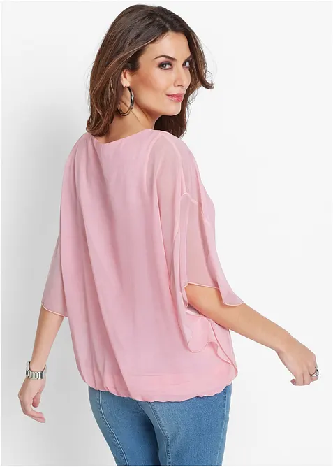 Chiffonbluse med f&ocirc;r, bonprix