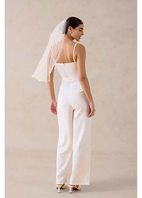 Elegant jumpsuit i strukturert krepp med perlebroderi, bonprix