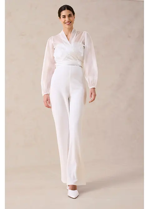 Elegant jumpsuit i strukturert krepp med perlebroderi, bonprix