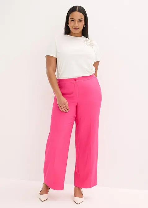 Bukse i lett viskose med vide ben, bonprix