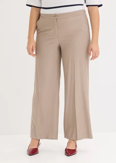 Bukse i lett viskosemateriale med vide ben, bonprix