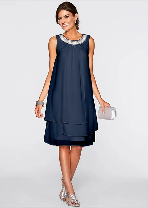 Chiffonkjole med strasspynt, bonprix