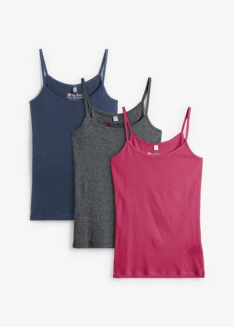 Singlet i 100% bomull (3-pack), bonprix