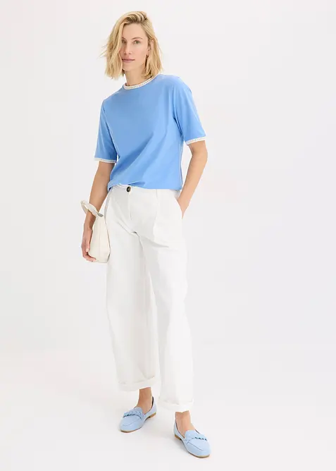 Topp med blondekant, bonprix