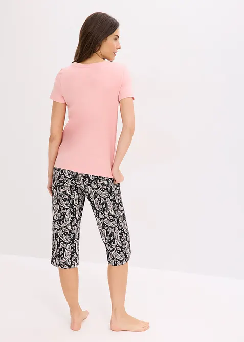 Capri-pyjamas i 100% bomull (3 delt sett), bonprix