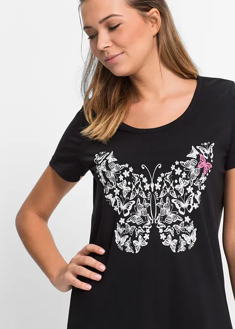 Kort nattskjorte i &oslash;kologisk bomull, bonprix