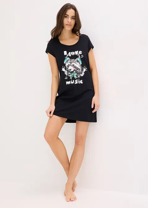 Kort nattkjole i 100% &oslash;kologisk bomull, bonprix