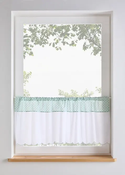 Gardinkappe i &oslash;kologisk bomull med ruter, bonprix