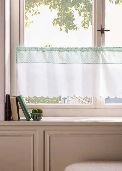 Gardinkappe i &oslash;kologisk bomull med ruter, bonprix