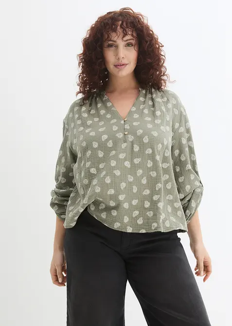 Oversized bluse i luftig musselin, bonprix