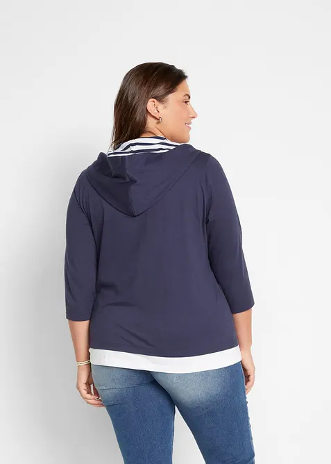 Hettegenser i 100% bomull med 3/4-lange ermer, bonprix