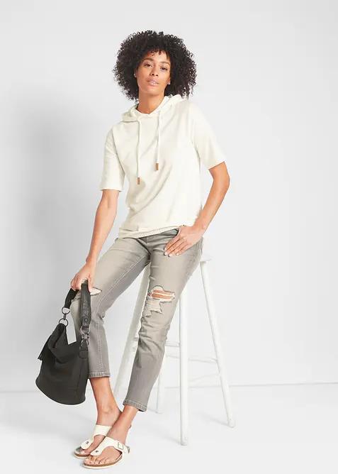 Hettegenser i bomullsmiks, bonprix