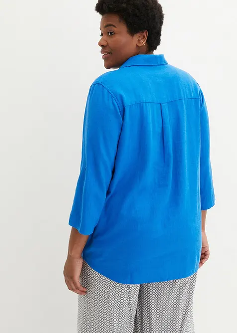 Bluse med lin og 3/4-lange ermer, bonprix