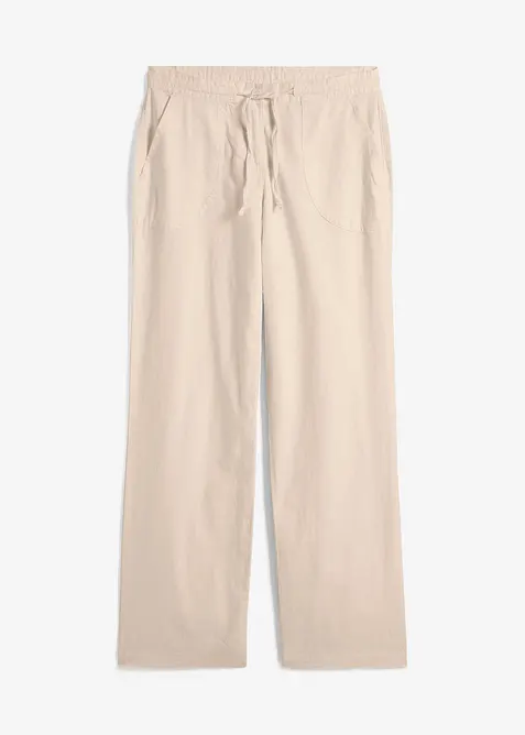 Bukse med lin og vide ben, bonprix