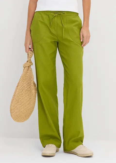 Bukse med lin og vide ben, bonprix