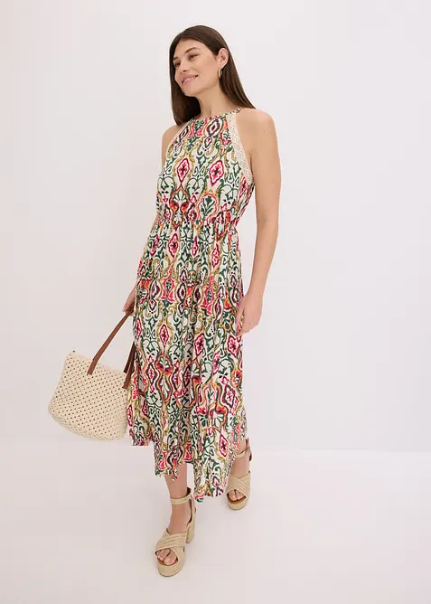 Midikjole med blonde, bonprix