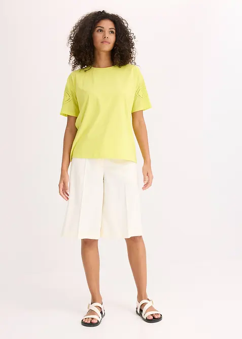 Topp med hullbroderi, bonprix