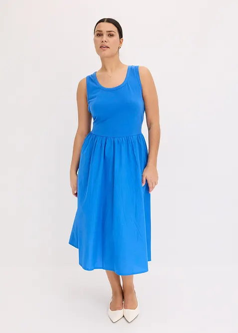 Trikotkjole i materialmiks, bonprix