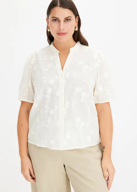 Kortermet bluse i 100% bomull, bonprix
