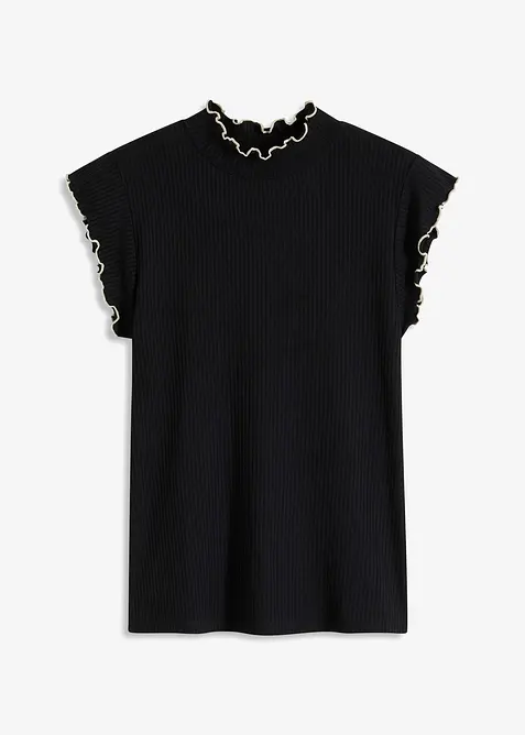 Ribbet topp i viskosemiks, bonprix