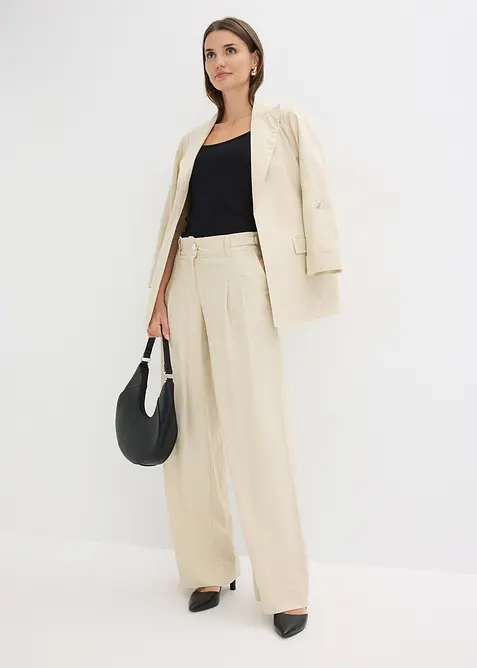 Vid bukse i lett linmiks, bonprix