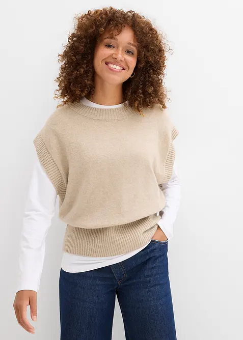 Oversized, strikket vest, bonprix