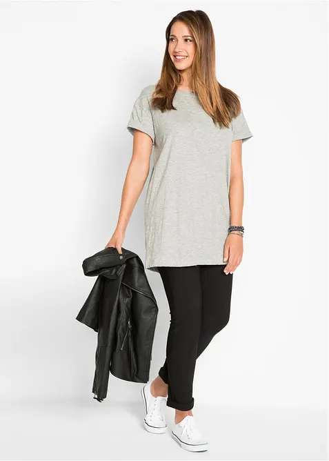 Boxy, lang topp med korte ermer, bonprix