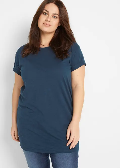 Boxy, lang topp med korte ermer, bonprix