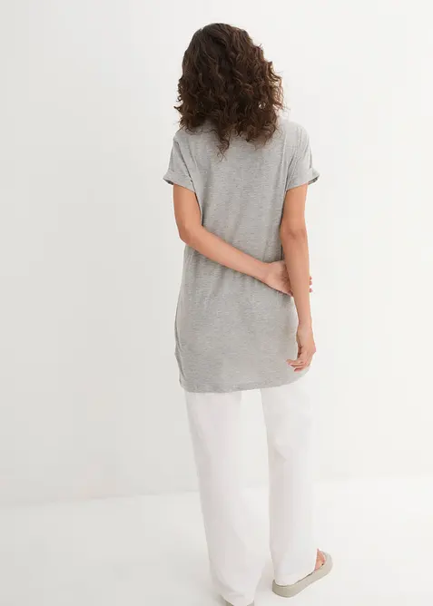 Boxy, lang topp med korte ermer, bonprix