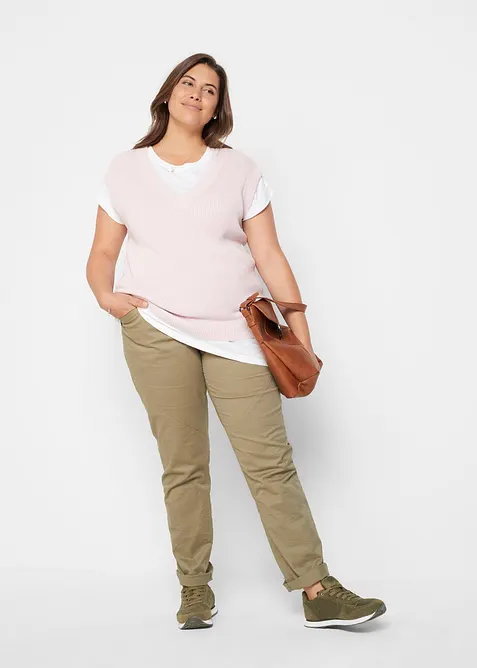 Boxy, lang topp med korte ermer, bonprix