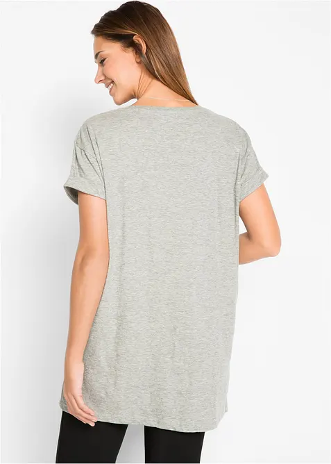 Boxy, lang topp med korte ermer, bonprix