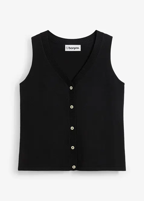 Finstrikket vest med knapper, bonprix