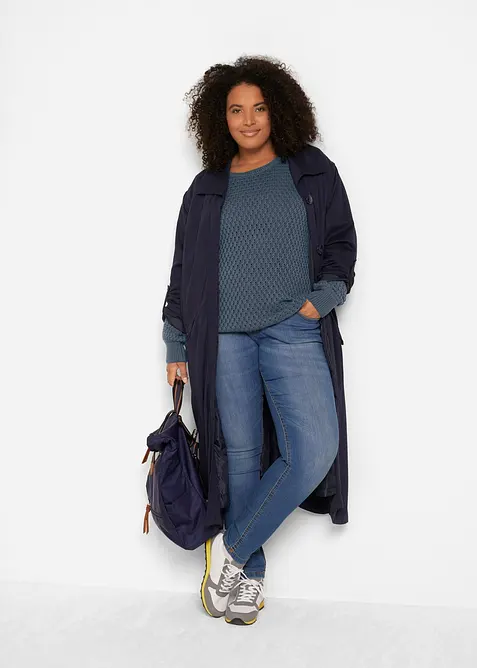 Genser i bomullsmiks med strukturstrikk, bonprix